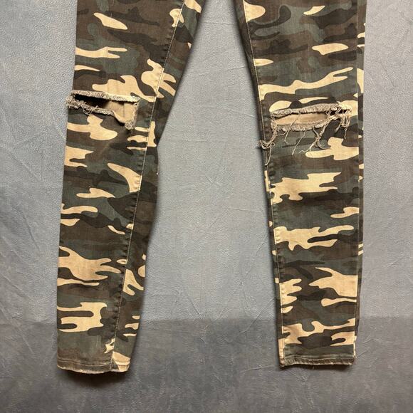 Forever 21 Army Camo Pants Skinny Jeans Juniors 25 Stretchy Distressed Grunge - Picture 6 of 12